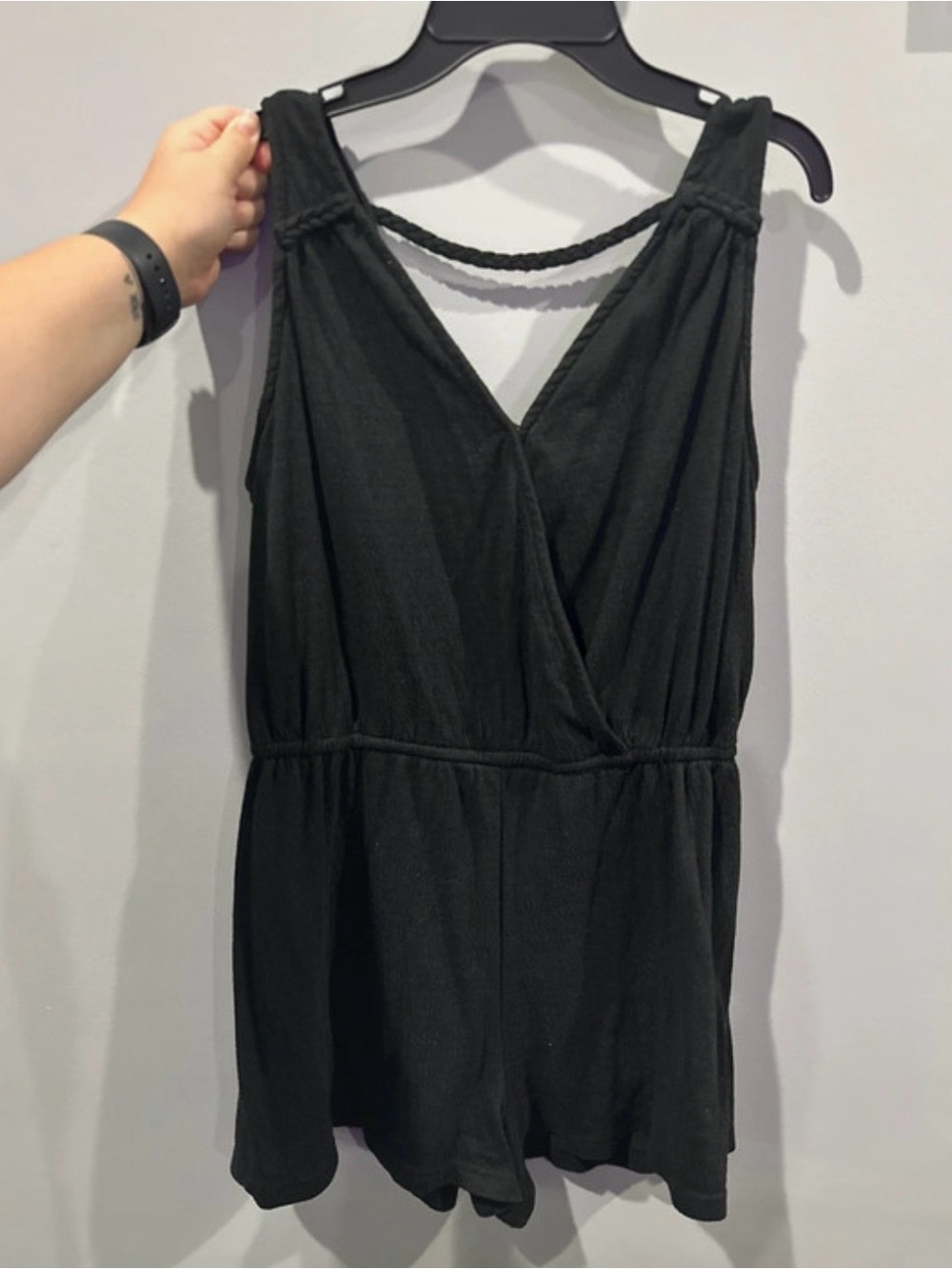Black Sleeveless V-Neck Romper - Women's